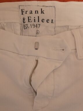Frank & Eileen Cream/White Cotton Zip-Front Pants Size 6
